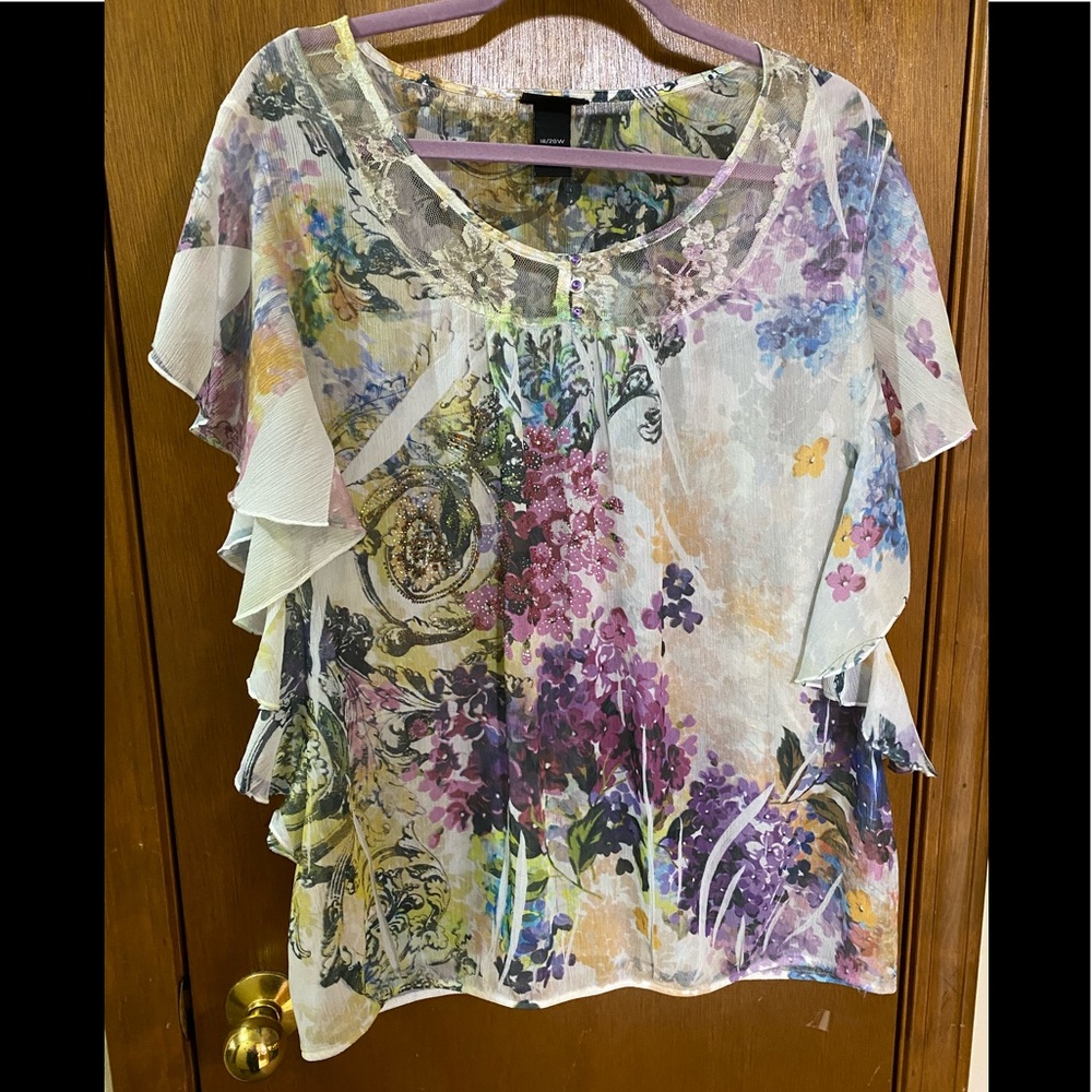 Lane Bryant sheer flowered blouse 18/20